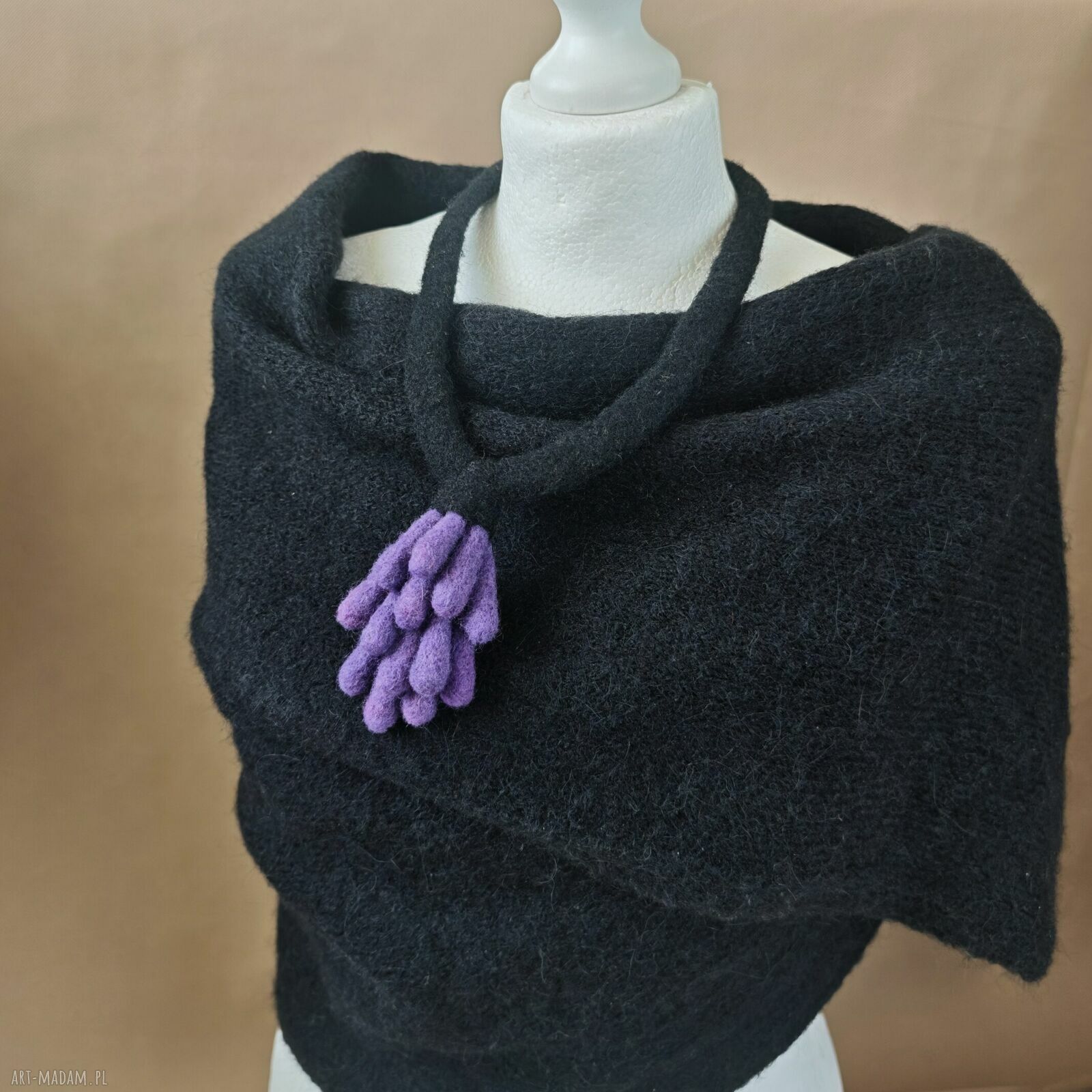 Naszyjnik filcowany “Fioletowe sople” z wełny - handmade