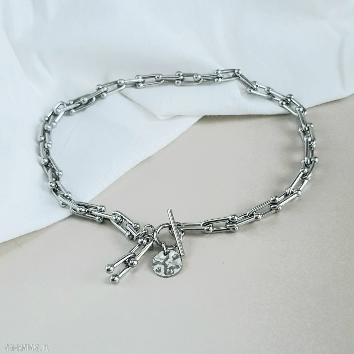 Naszyjnik gruby łańcuch ze stali chirurgicznej - choker srebrny