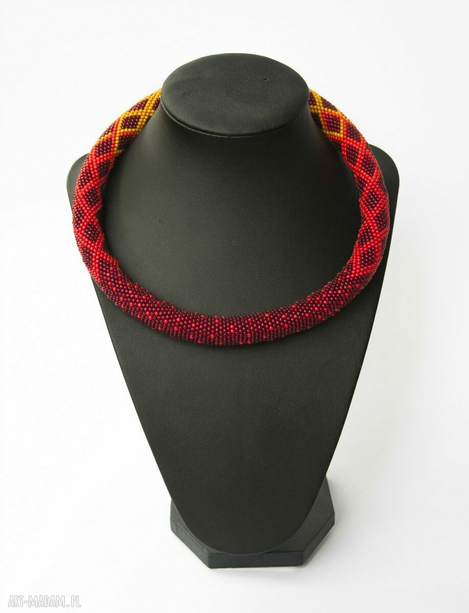 Naszyjnik handmade czerwono pomarańczowy