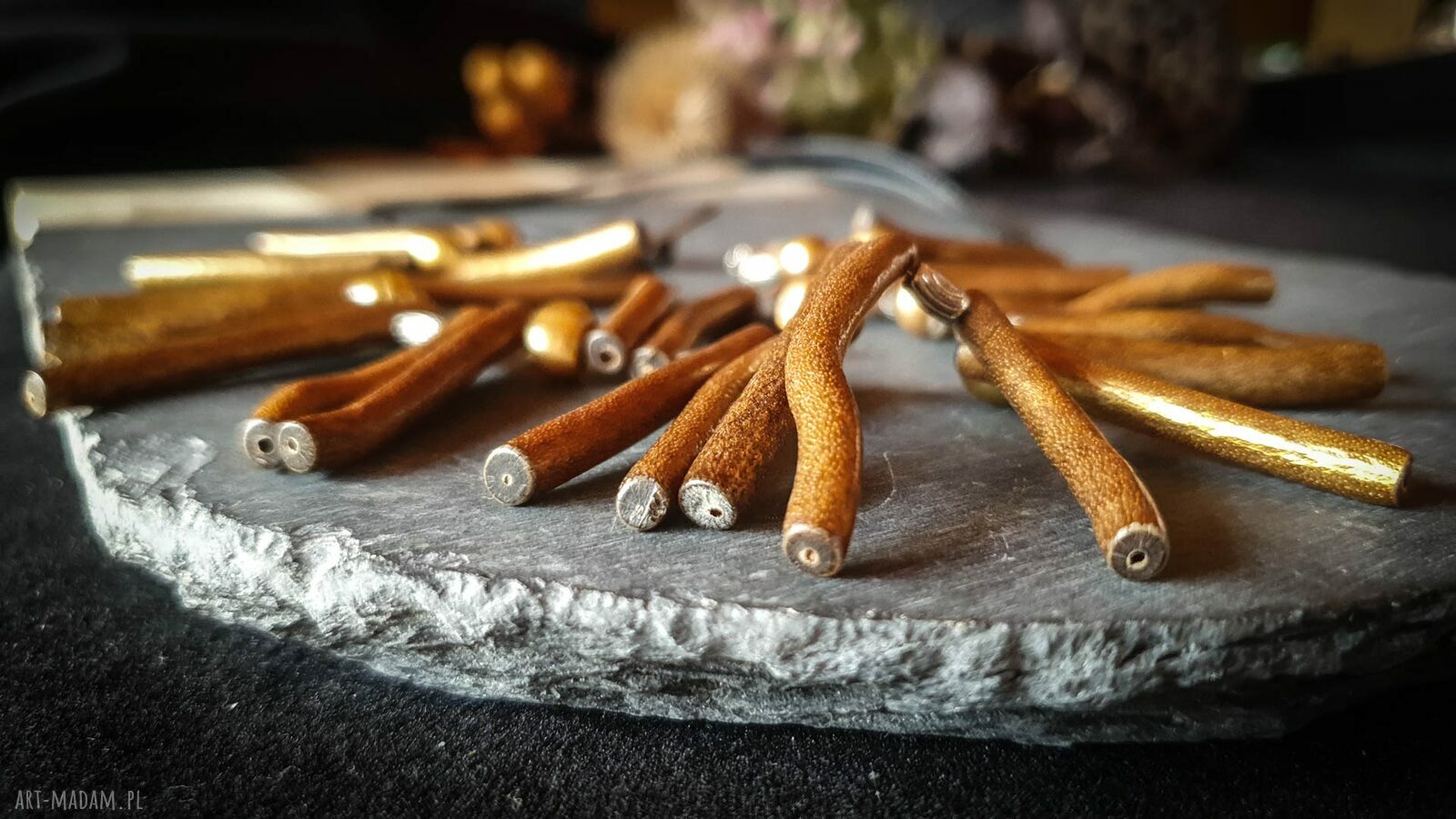 Naszyjnik handmade Koral złoty i złota perła