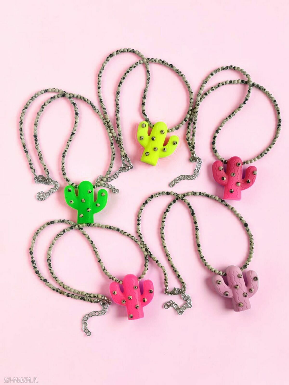 Naszyjnik Kaktus z jaspisem Magenta Ombre - choker z jaspisem dalmatyńskim