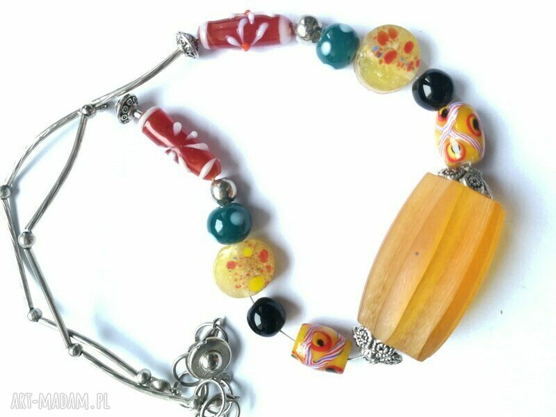 Naszyjnik kolorowe koraliki styl boho - handmade Ruda Klara