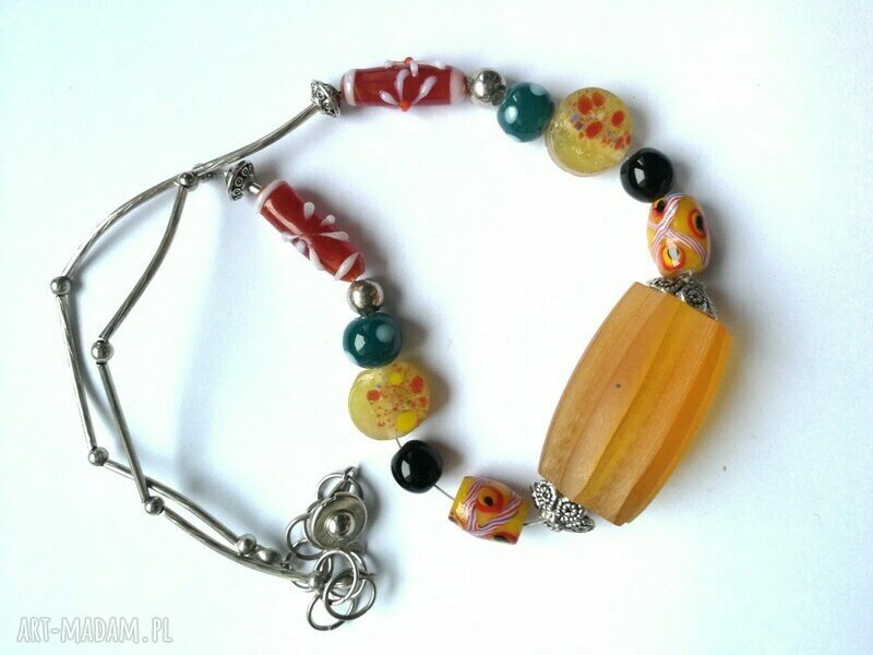 Naszyjnik kolorowe koraliki styl boho - handmade Ruda Klara