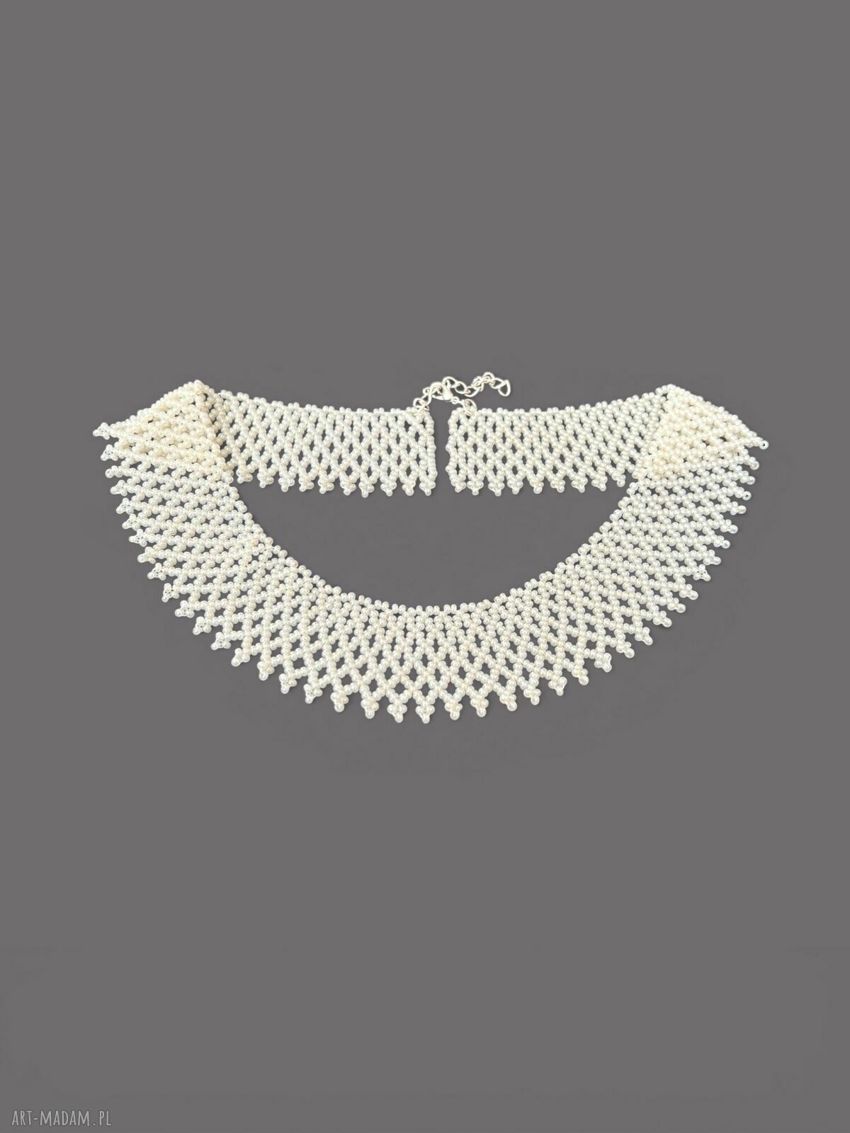 Naszyjnik koralikowy Kolia łemkowska krywulka - kołnierzyk ivory handmade