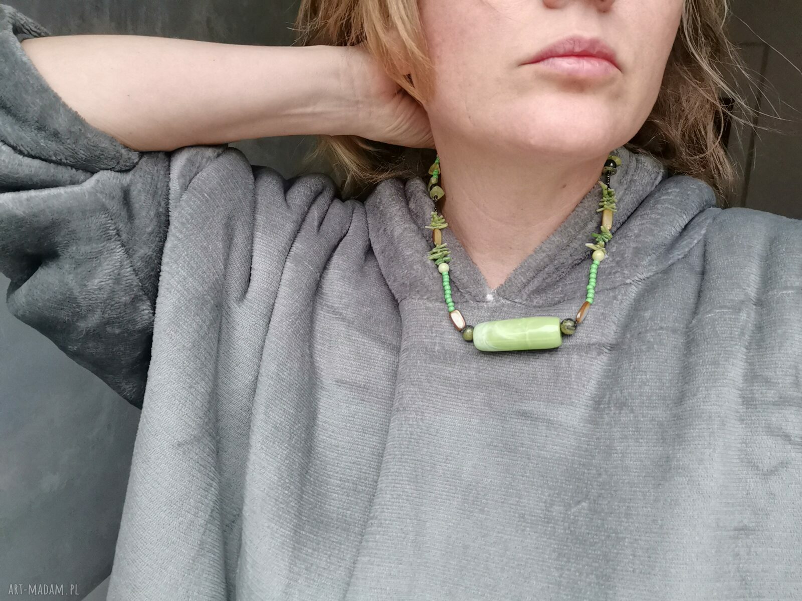 Naszyjnik koralikowy Boho Frida - zielone koraliki (Box L1)