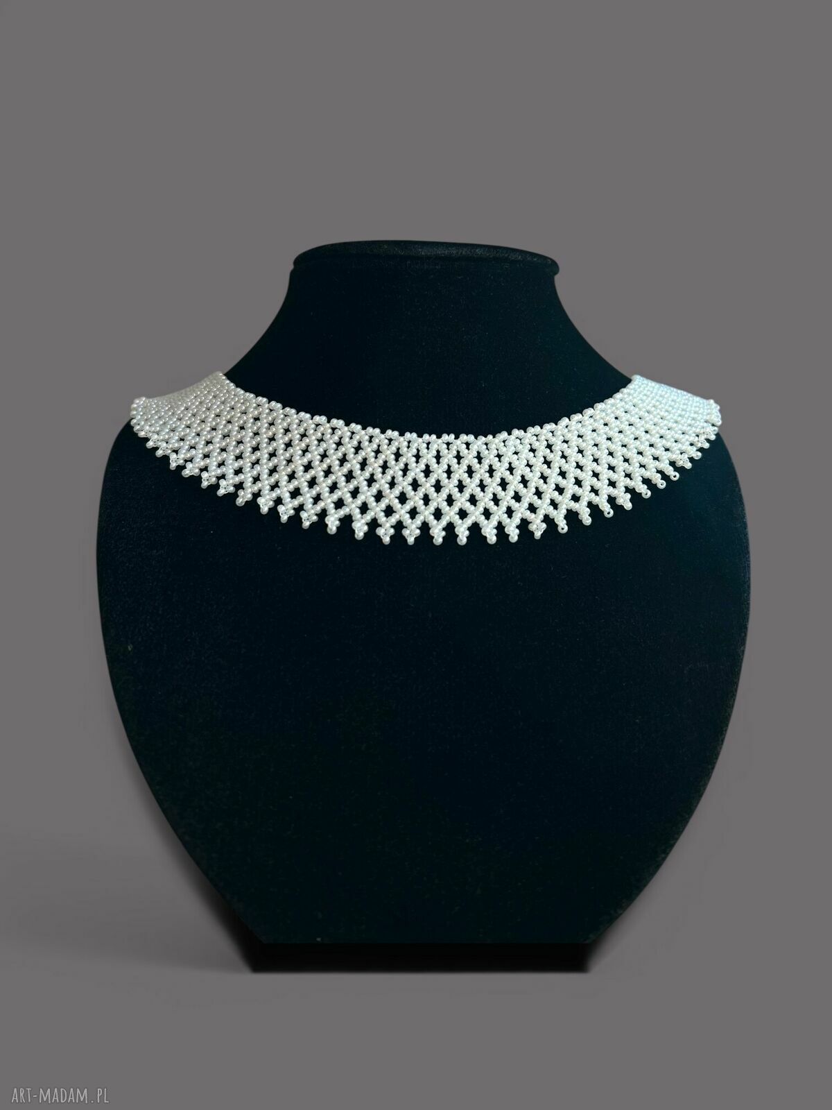 Naszyjnik koralikowy Kolia łemkowska krywulka - kołnierzyk ivory handmade