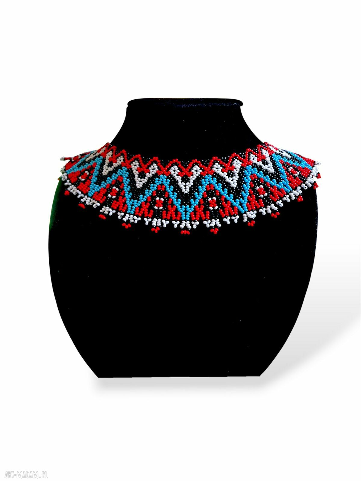 Naszyjnik koralikowy w formie kołnierza w stylu łemkowskim - elegancki choker