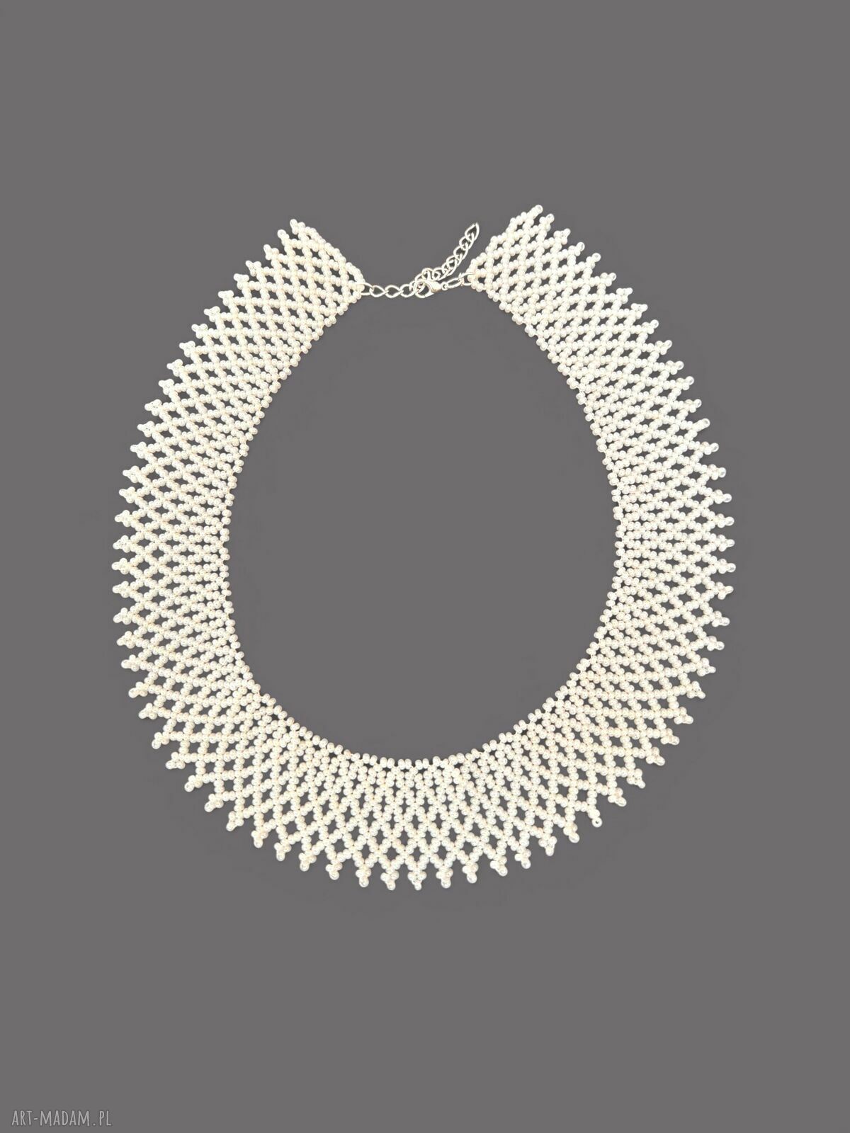 Naszyjnik koralikowy Kolia łemkowska krywulka - kołnierzyk ivory handmade