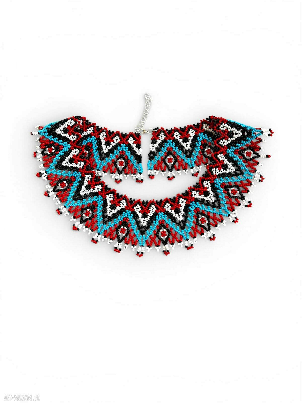 Naszyjnik koralikowy w formie kołnierza w stylu łemkowskim - elegancki choker