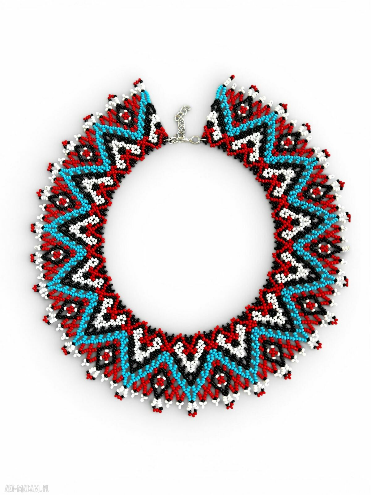 Naszyjnik koralikowy w formie kołnierza w stylu łemkowskim - elegancki choker