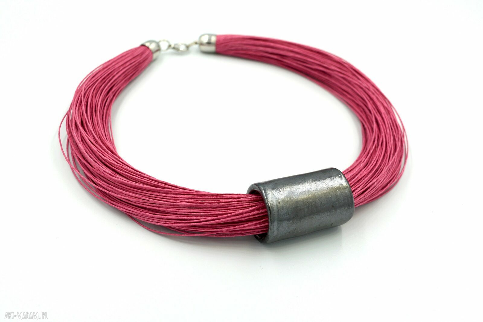 Naszyjnik lniany z ceramiką rose&graphite Beezoo