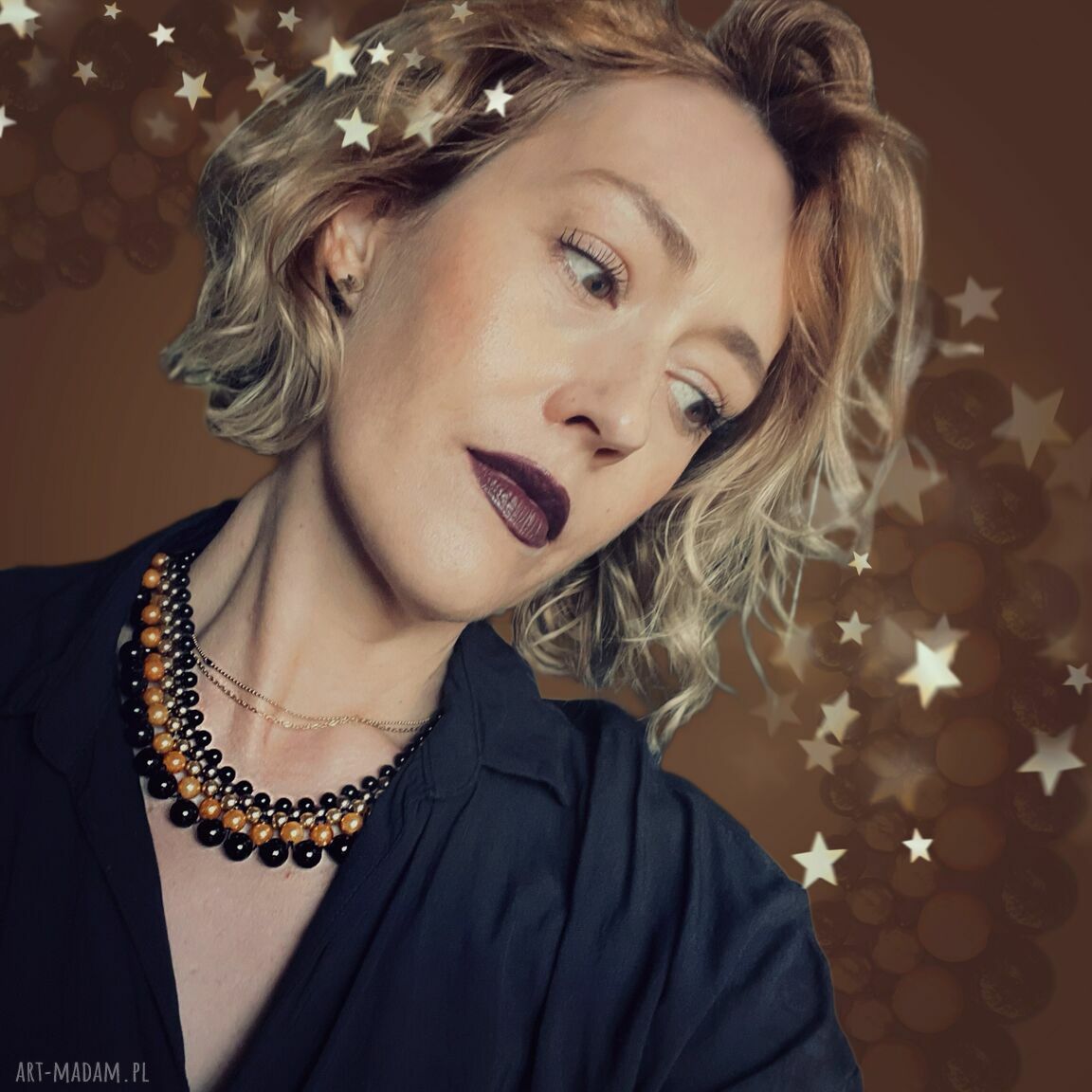 Naszyjnik Małgorzata - elegancka biżuteria ślubna z perełek akrylowych i satynową kokardą