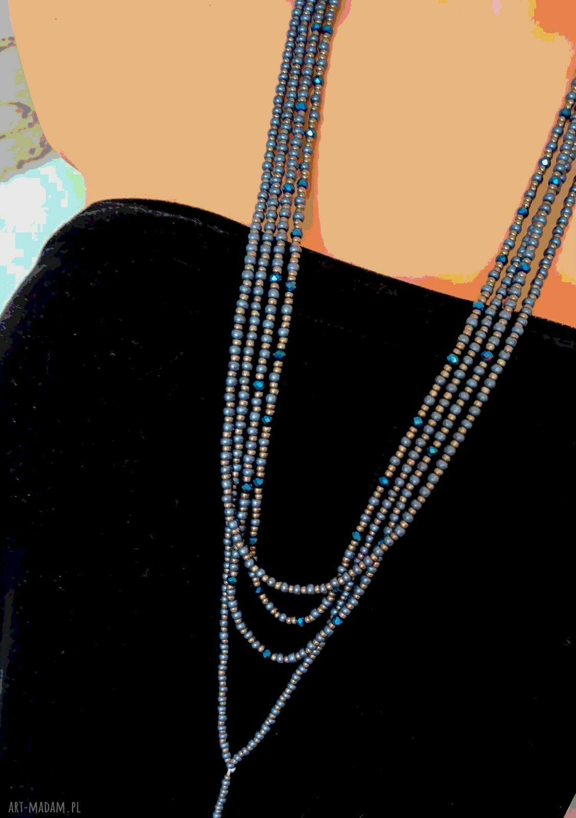 Naszyjnik Mama dla Mamy - długie korale Navy Blue
