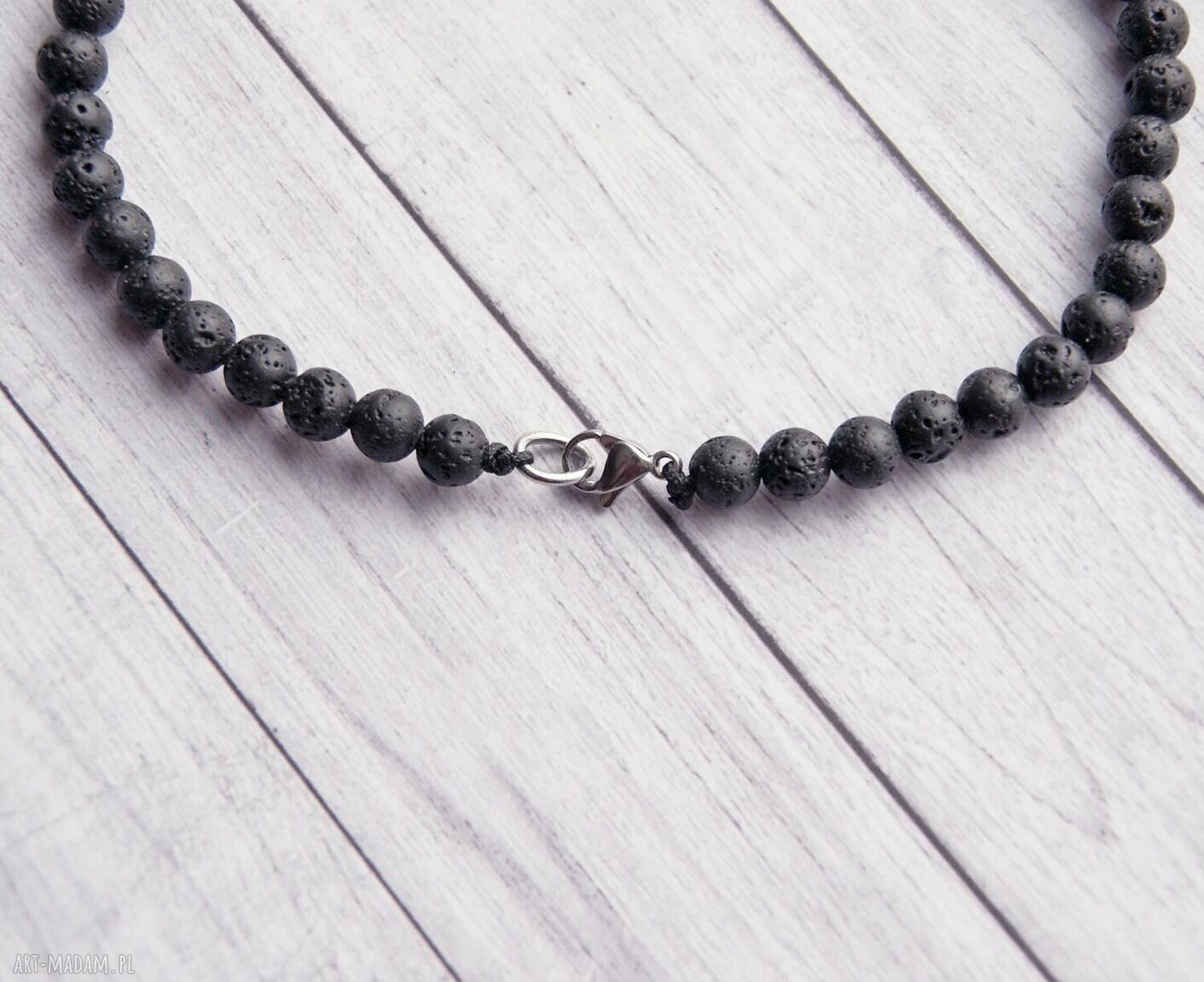 Naszyjnik męski Onyks & Lawa - amulet z lawy wulkanicznej