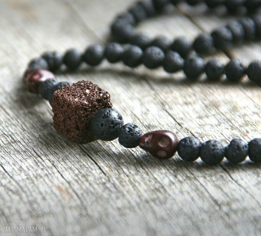 naszyjnik MĘSKI:: brown lava & skulls