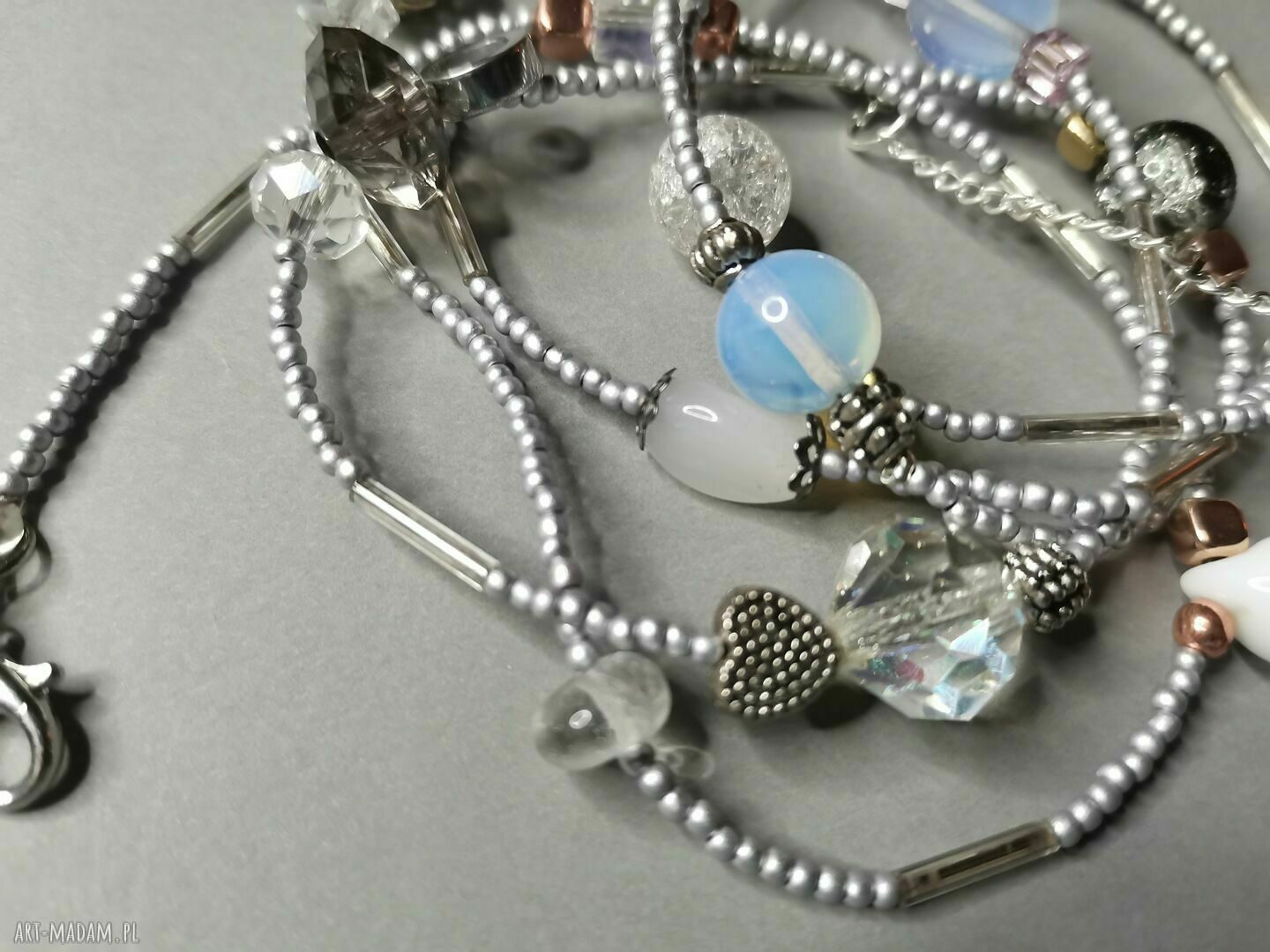 Długi naszyjnik boho z minerałami i koralikami Toho - 112 cm