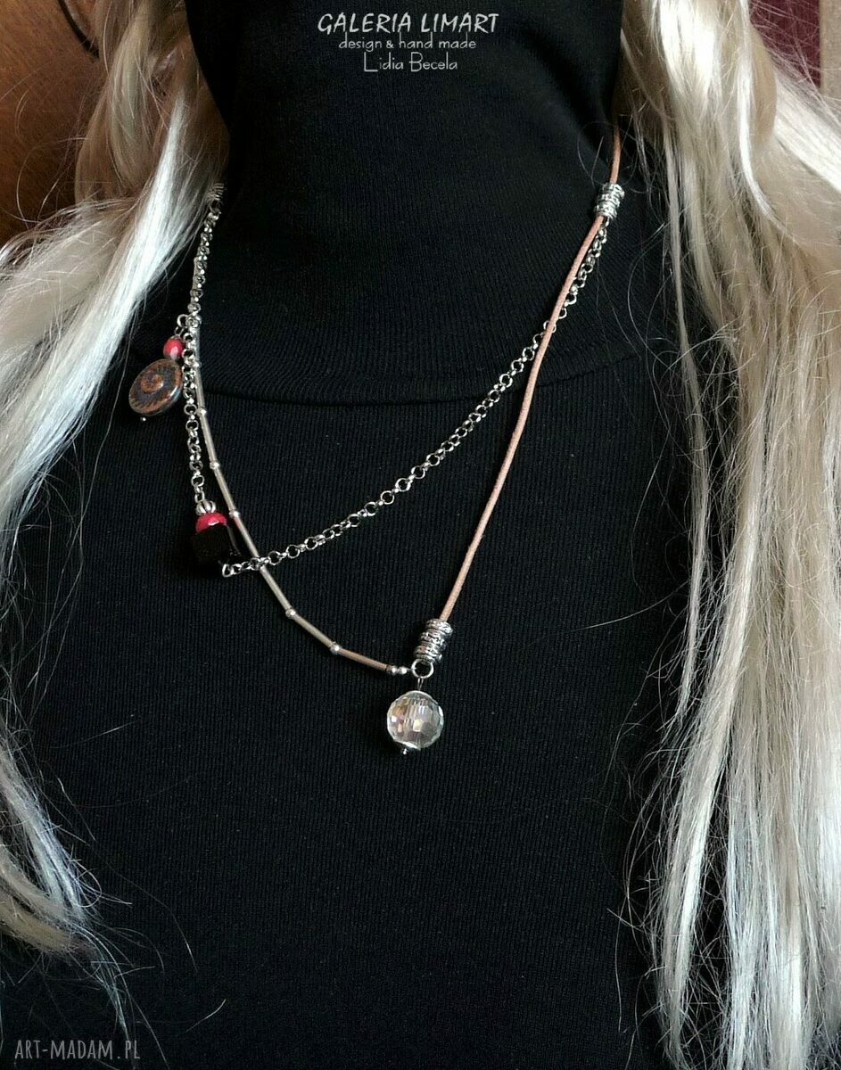 Boho naszyjnik minimalistyczny z kryształem - prezent dla kobiety