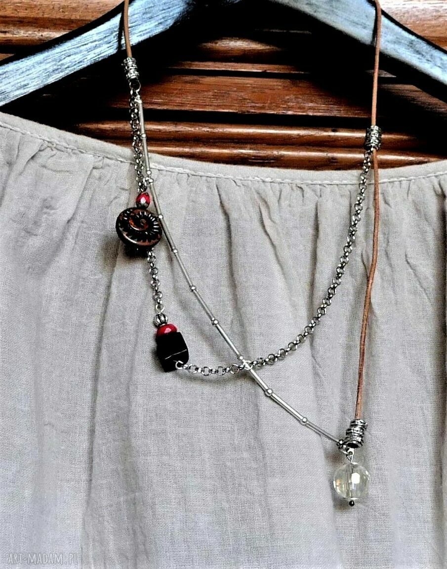 Boho naszyjnik minimalistyczny z kryształem - prezent dla kobiety