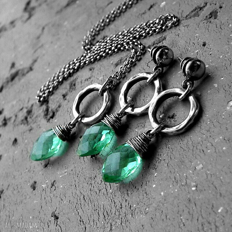 naszyjniki: MIĘTUSEK W SREBRZE NASZYJNIK. ręcznie zrobione