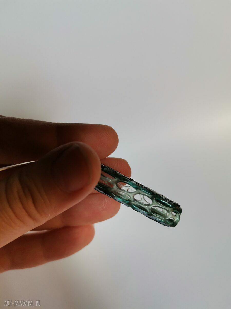 Naszyjnik obroża z zielonymi kwiatami 3D - boho i folk