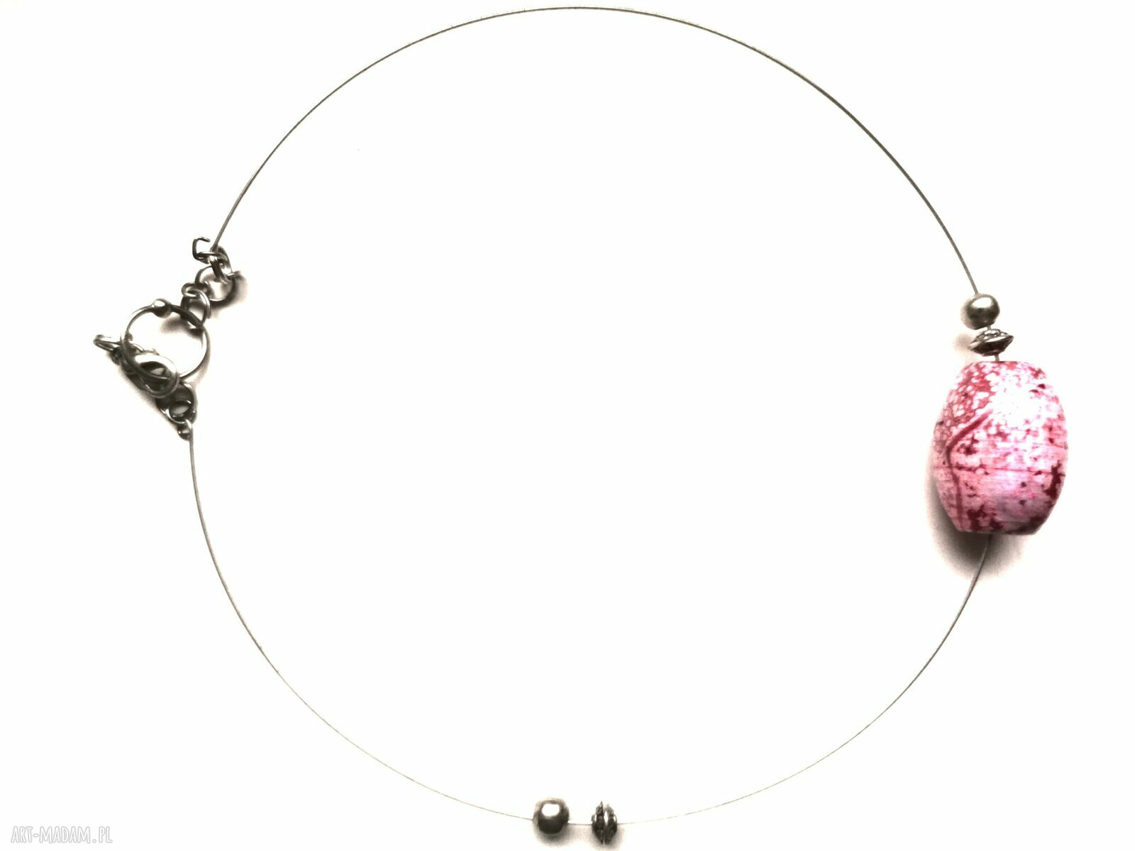 Naszyjnik obroża - choker z futrzanym akcentem w stylu boho folk