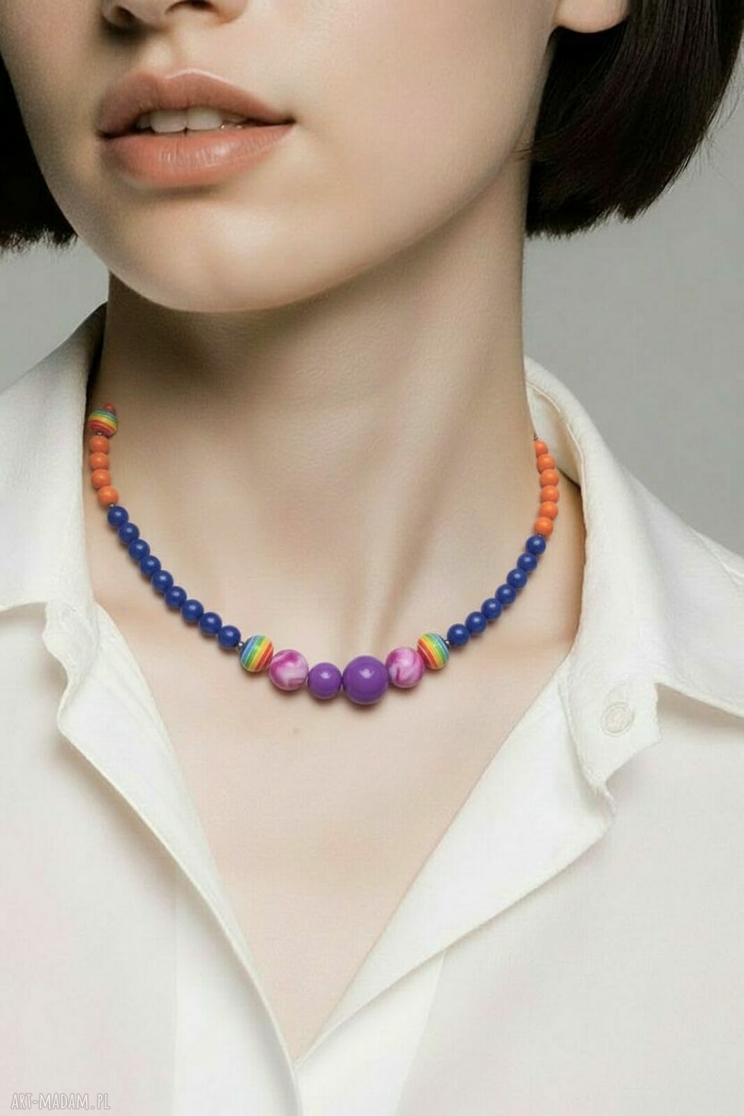 Kolorowy naszyjnik obroża choker z koralików boho