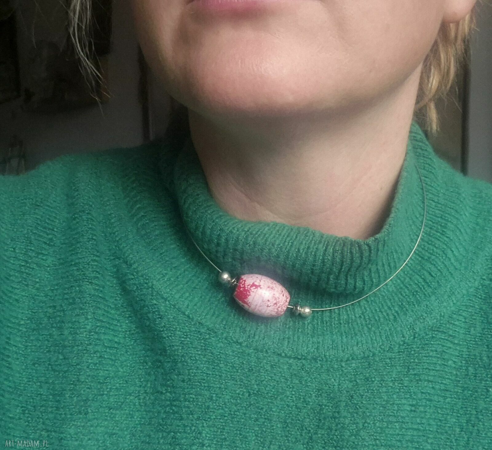 Naszyjnik choker z kamieniem Vox L1 - rękodzieło blisko szyi