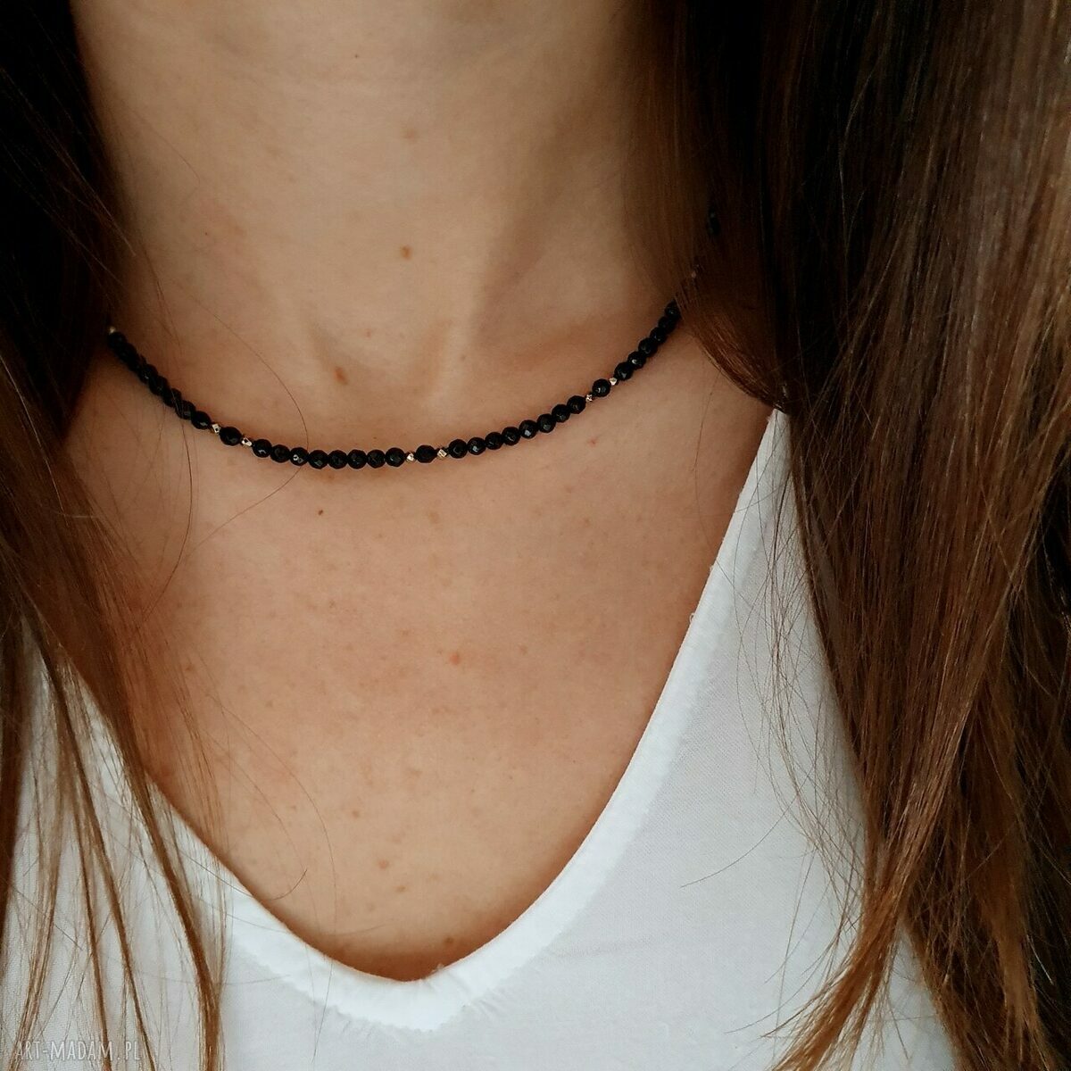 Regulowany choker z onyksu i hematytu