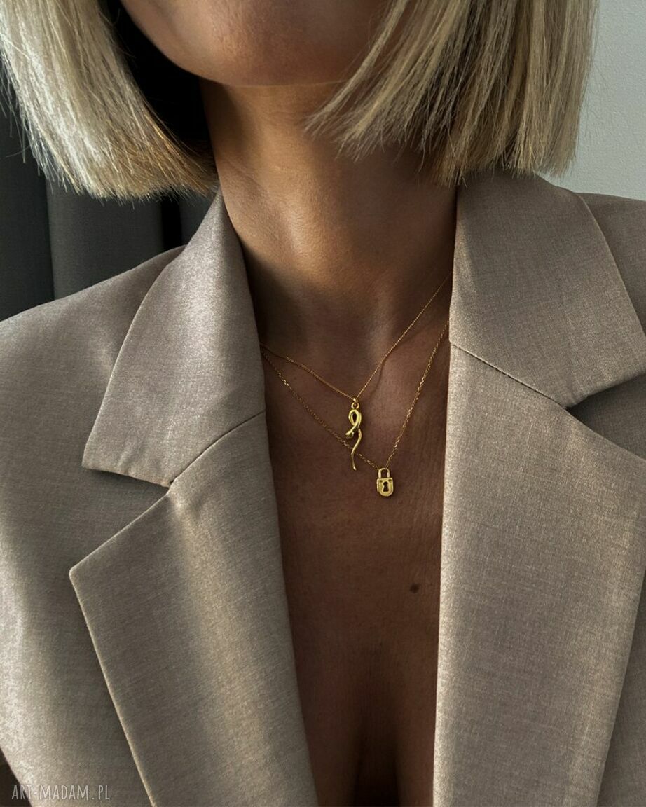 naszyjniki: Naszyjnik pancerka z wężem z różowego złota Hand Made