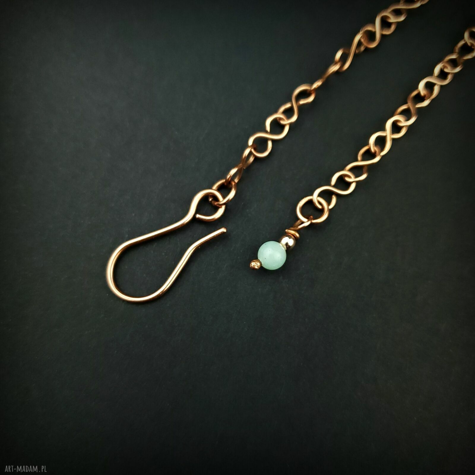 Miedziany naszyjnik z amazonitem - perfumetka wire wrapping