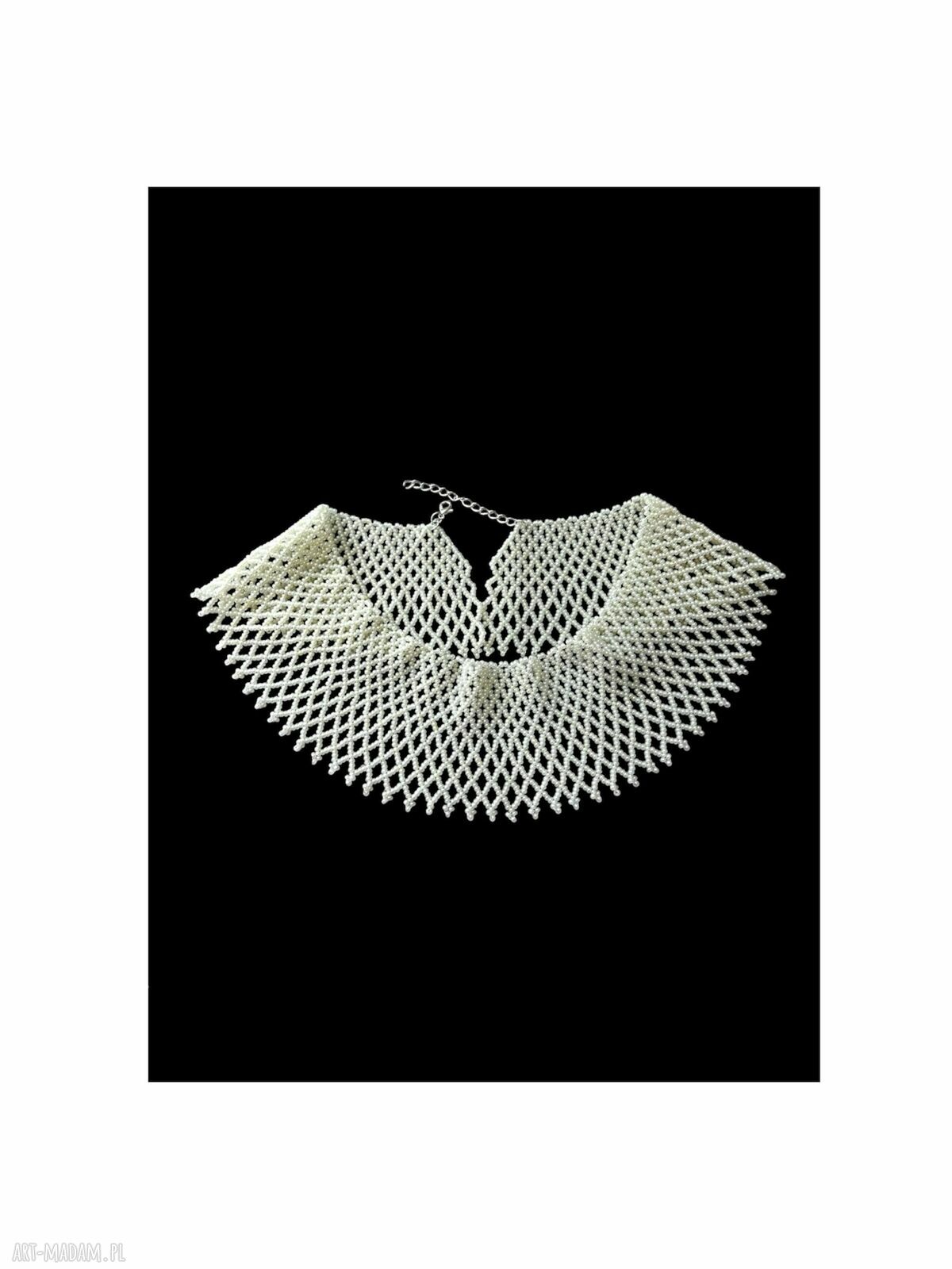 Naszyjnik perłowy kołnierz siatka - elegancki retro handmade