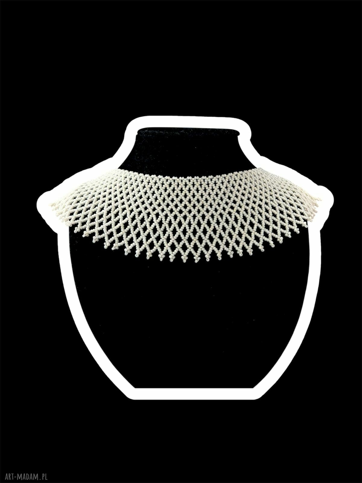 Naszyjnik perłowy kołnierz siatka - elegancki retro handmade