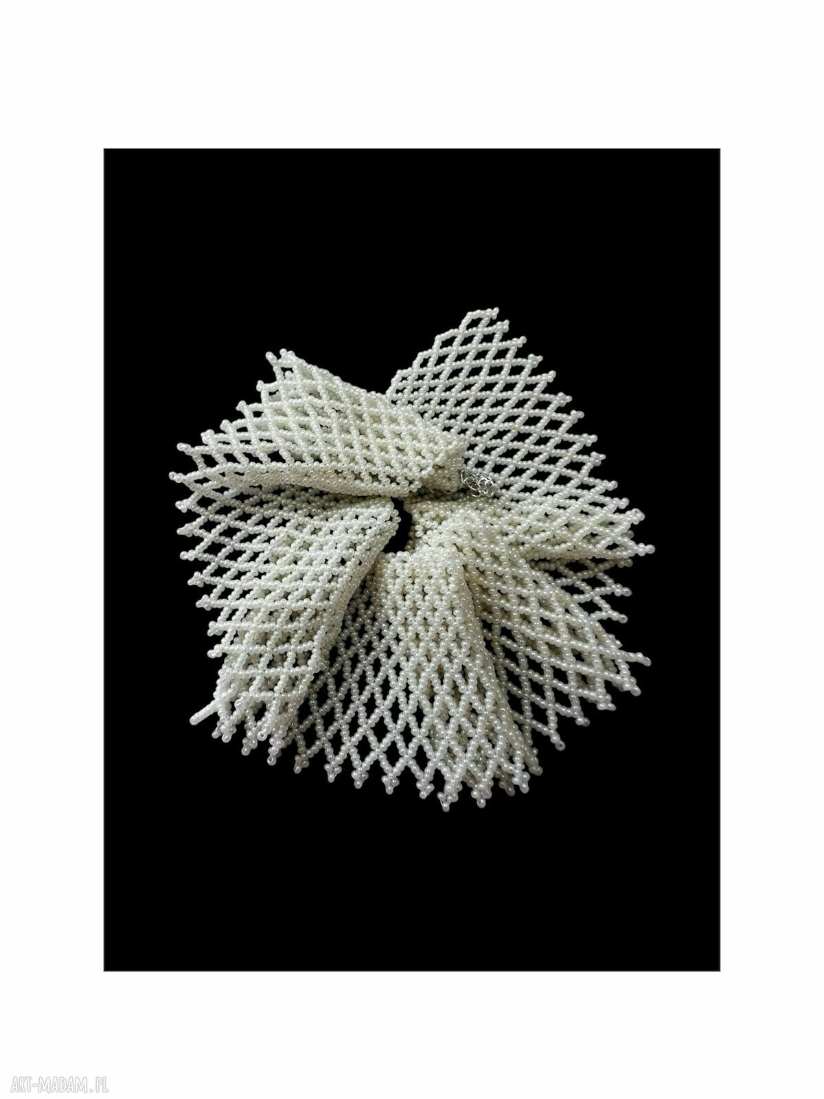 Naszyjnik perłowy kołnierz siatka - elegancki retro handmade