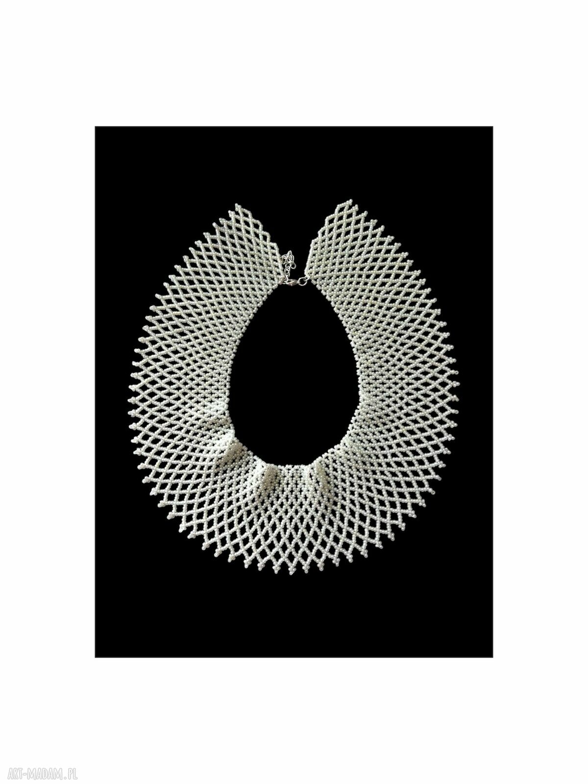 Naszyjnik perłowy kołnierz siatka - elegancki retro handmade