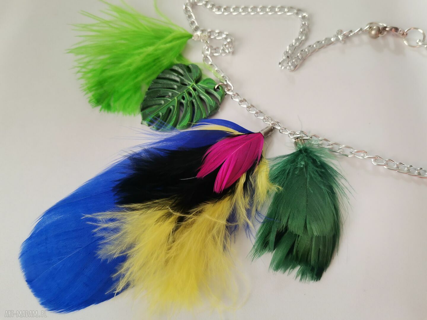 Naszyjnik pióra boho - etno folk handmade