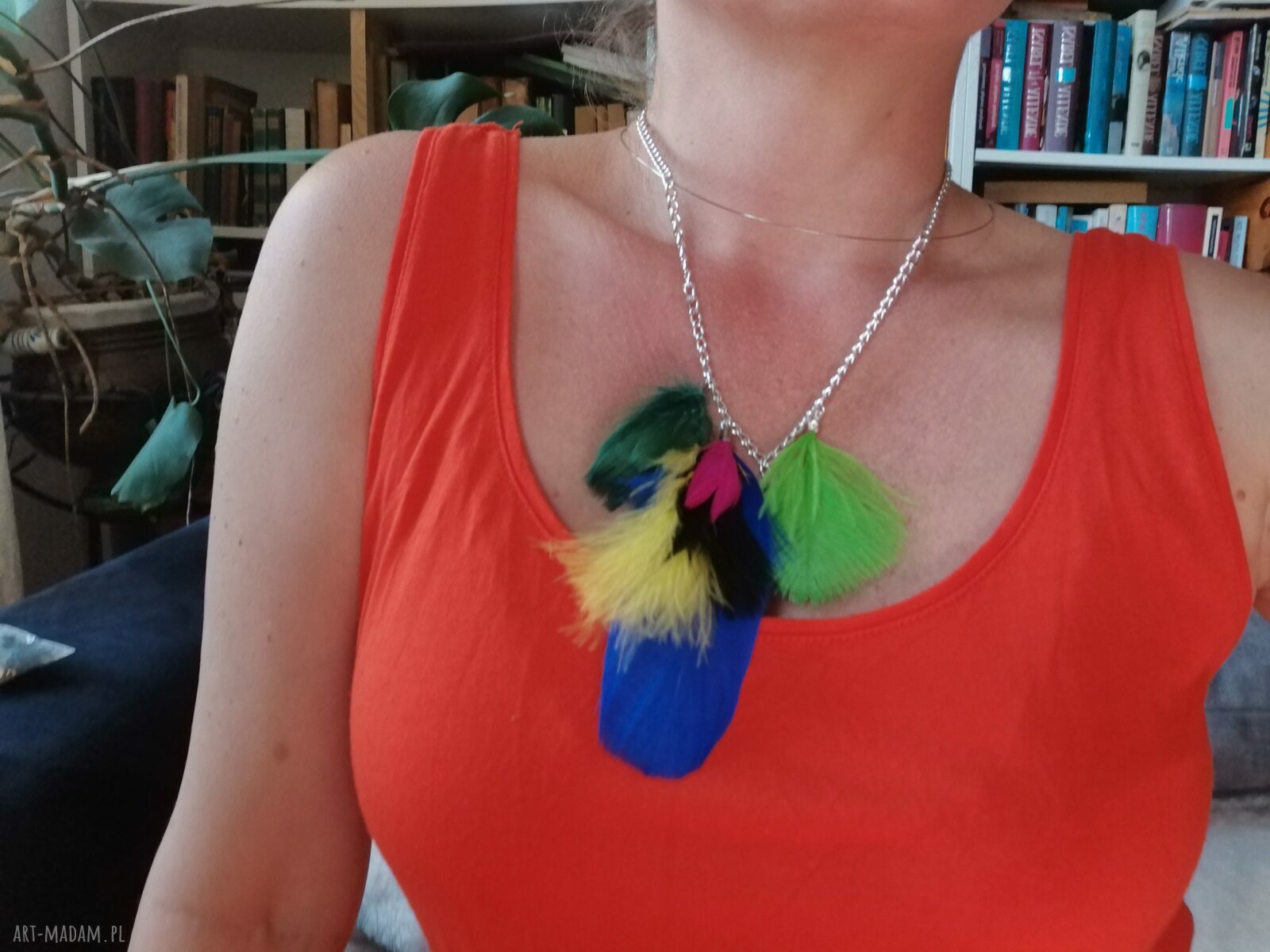 Naszyjnik pióra boho - etno folk handmade