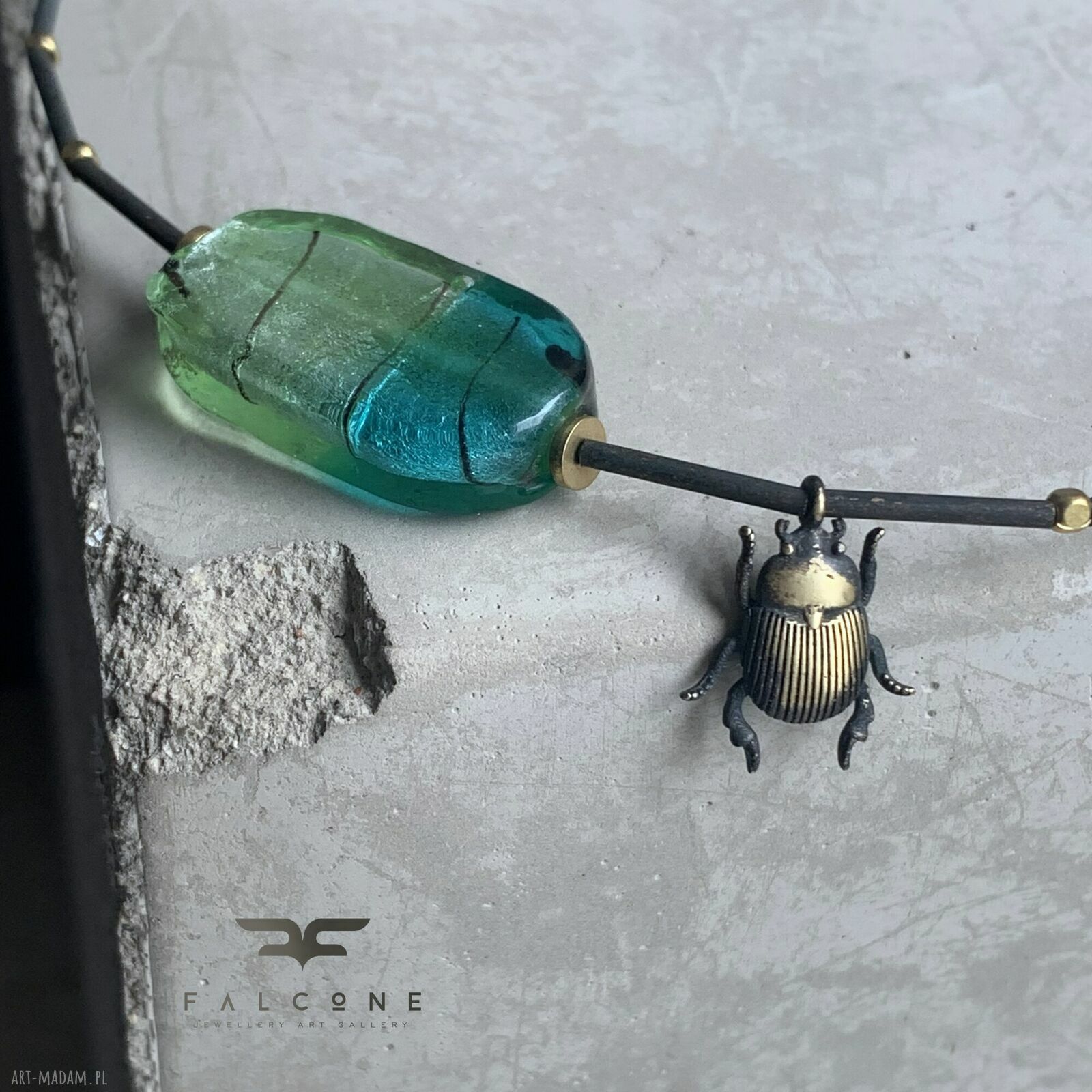 Naszyjnik Scarab & Venetian Glass z onyksu i szkła weneckiego