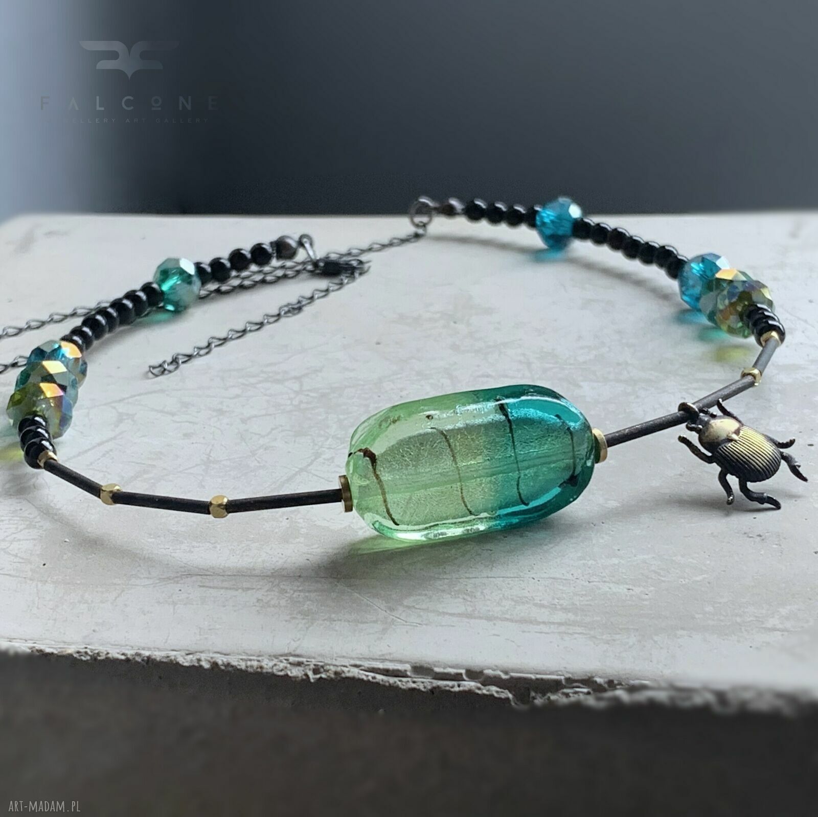 Naszyjnik Scarab & Venetian Glass z onyksu i szkła weneckiego