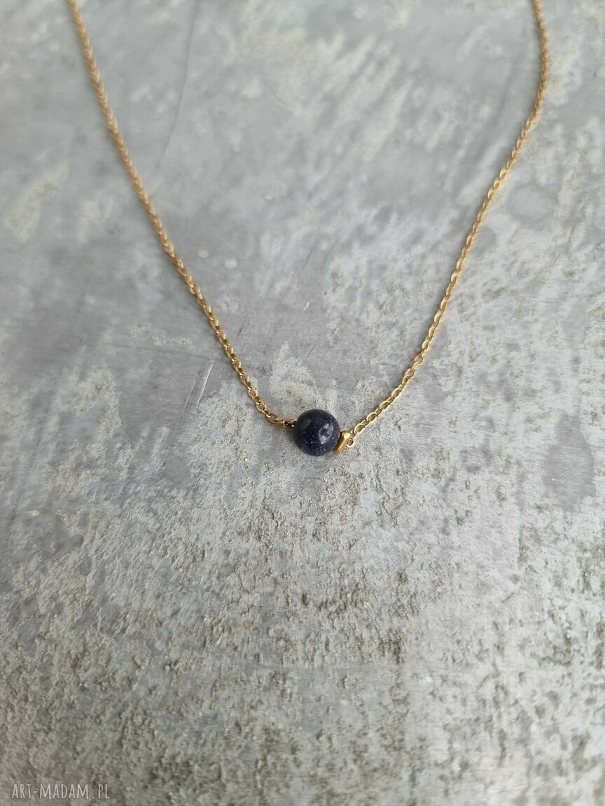 Naszyjnik Simple z pozłacanej stali szlachetnej z kamieniem Noc Kairu (6 mm)