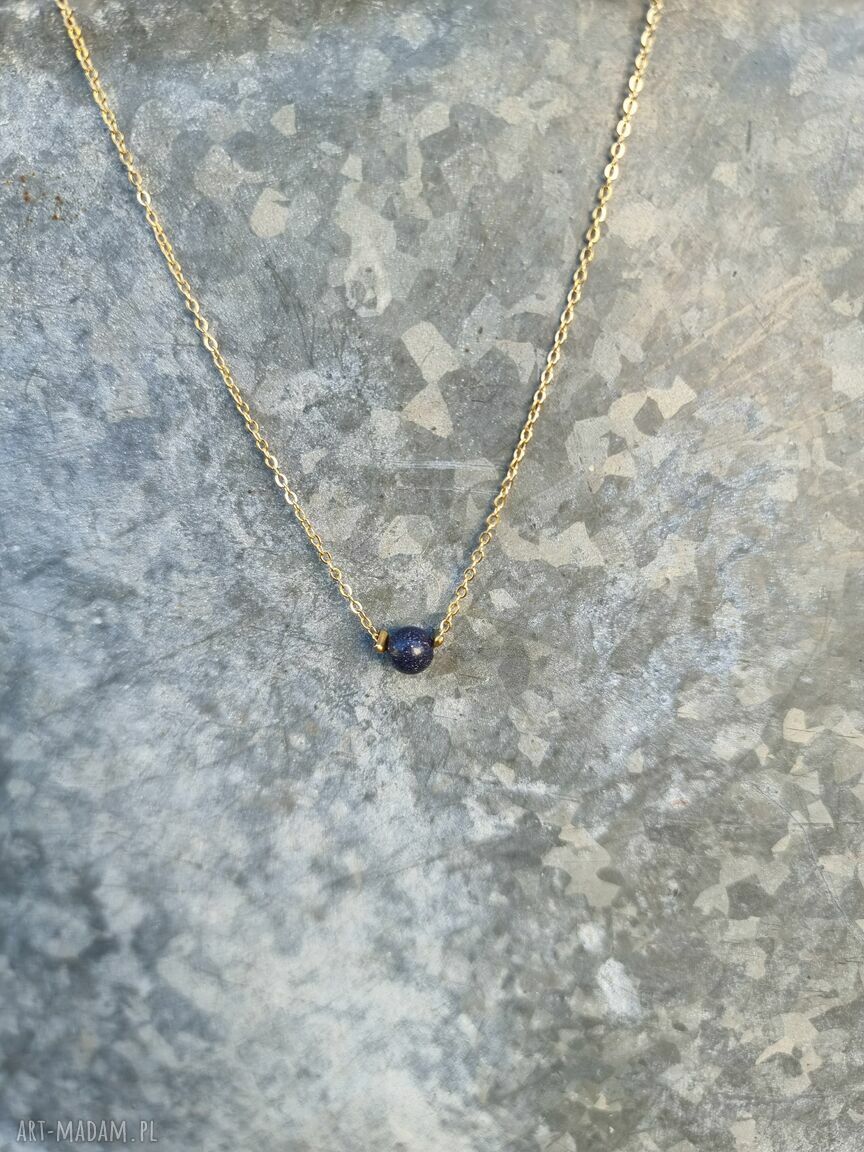 Naszyjnik Simple z pozłacanej stali szlachetnej z kamieniem Noc Kairu (6 mm)