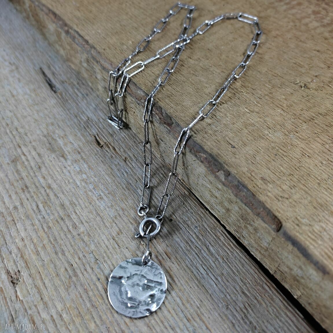 Naszyjnik Simple z oksydowanego srebra 925 - zawieszka blaszka 19 mm