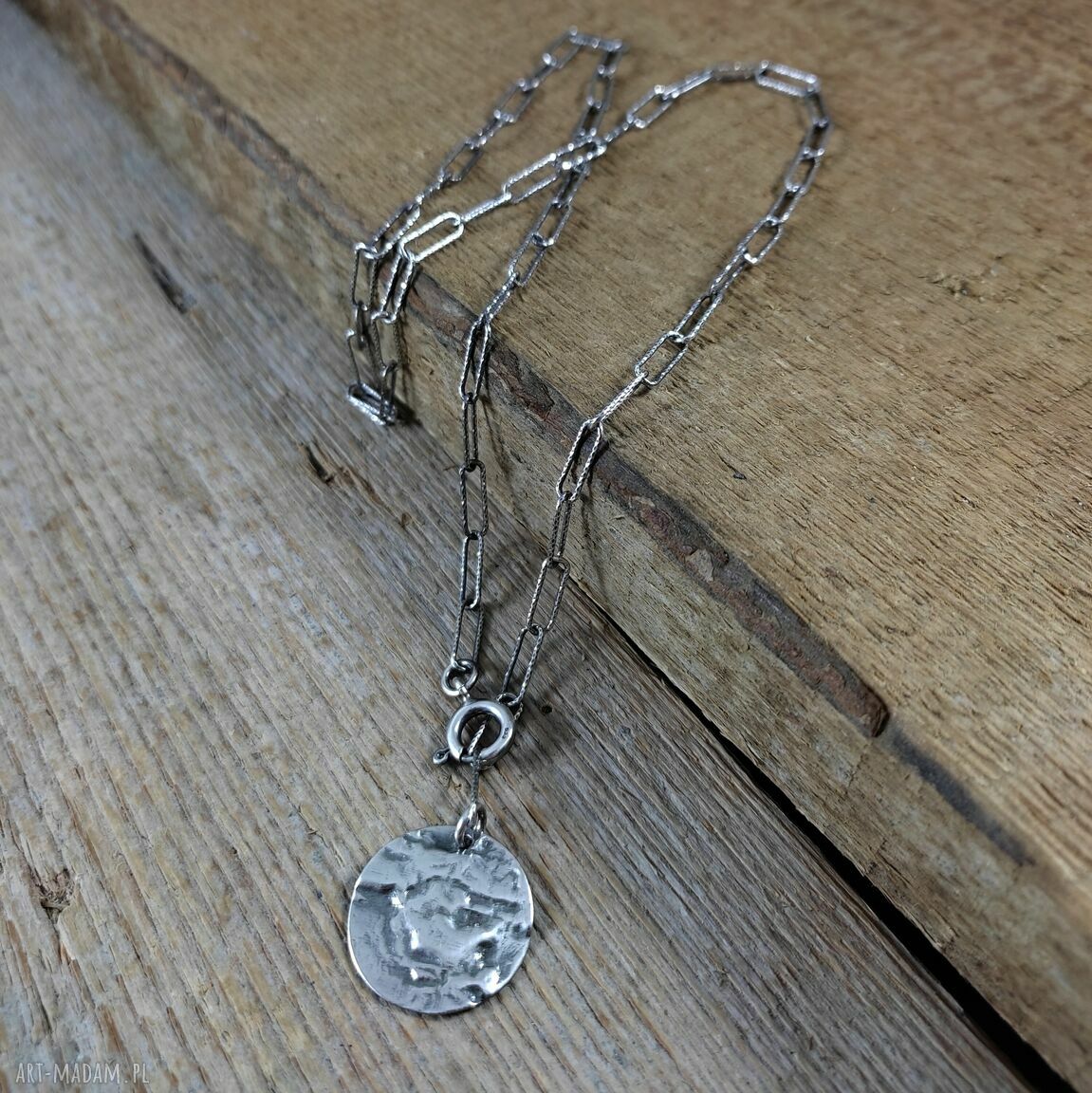 Naszyjnik Simple z oksydowanego srebra 925 - zawieszka blaszka 19 mm