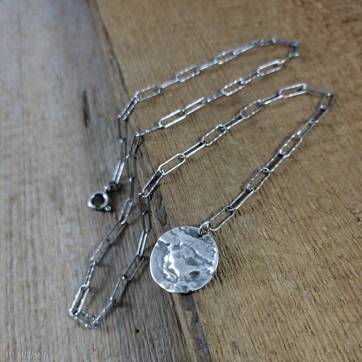Naszyjnik Simple z oksydowanego srebra 925 - zawieszka blaszka 19 mm