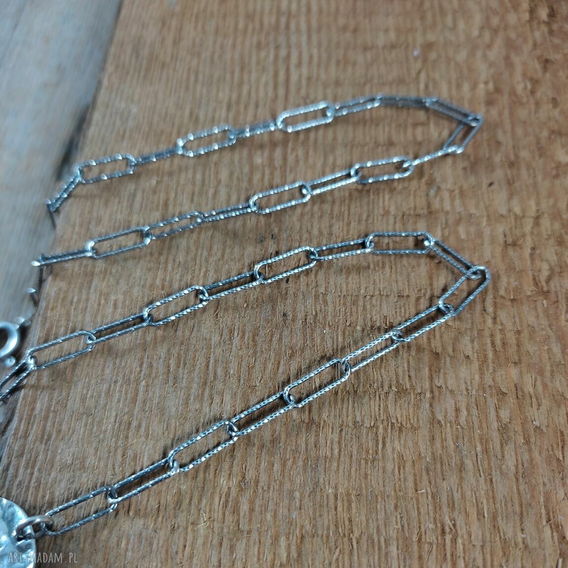 Naszyjnik Simple z oksydowanego srebra 925 - zawieszka blaszka 19 mm