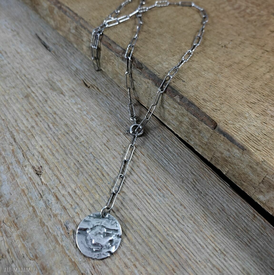 Naszyjnik Simple z oksydowanego srebra 925 - zawieszka blaszka 19 mm
