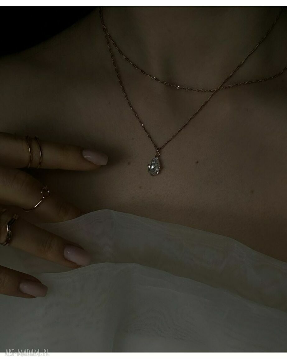 naszyjniki: Naszyjnik Singapore z różowego złota z cyrkonią HandMade