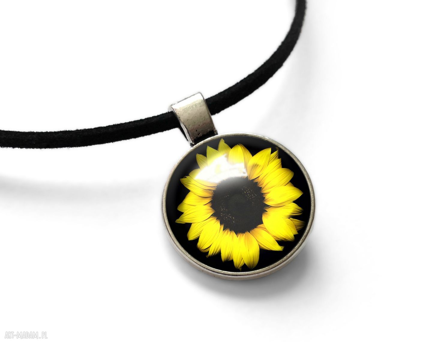 Słonecznik choker z powiększającym szkłem 20 mm, ręcznie robiony