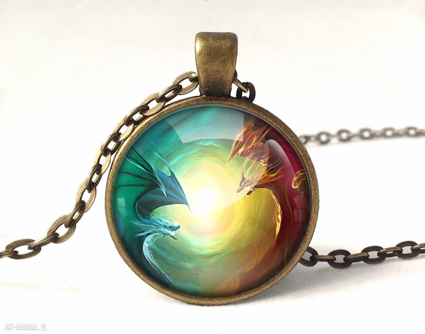 Smoki medalion łańcuszkiem naszyjnik smoczy prezent fantastyczny