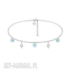 srebrny choker z rombami i miętowymi kryształami swarovski®