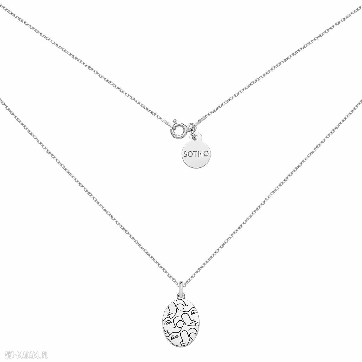 Srebrny medalion ART N2 na łańcuszku - naszyjnik handmade dla niej